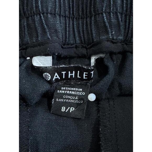 Athleta Womens Black Casual Pull On Playa Linen Wide Crop Pants Sz 8P - Picture 4 of 5